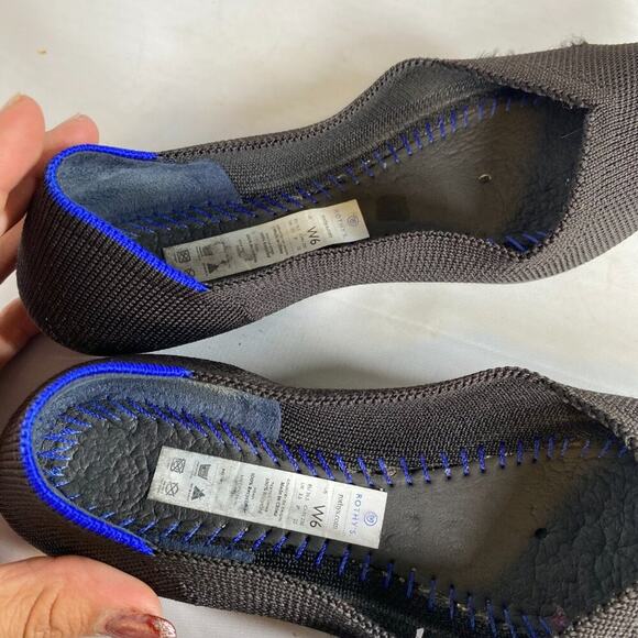 Rothy's The Point Black Recycled Knit Comfort Slip On Ballet Womens Flats Sz 6w - Picture 2 of 6